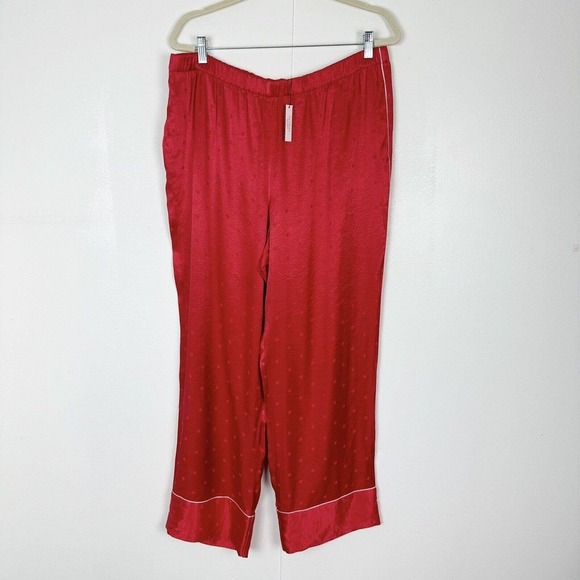 Victoria's Secret Red Silky Satin Sleeping Pajama PJ Bottom with Pockets XL NWT - Picture 1 of 6